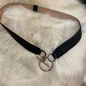 Black Leather Belt with Silver Buckle